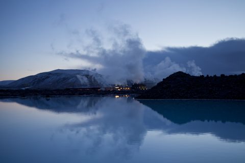 Blue Lagoon hot spring resort with milky blue geothermal water in Iceland