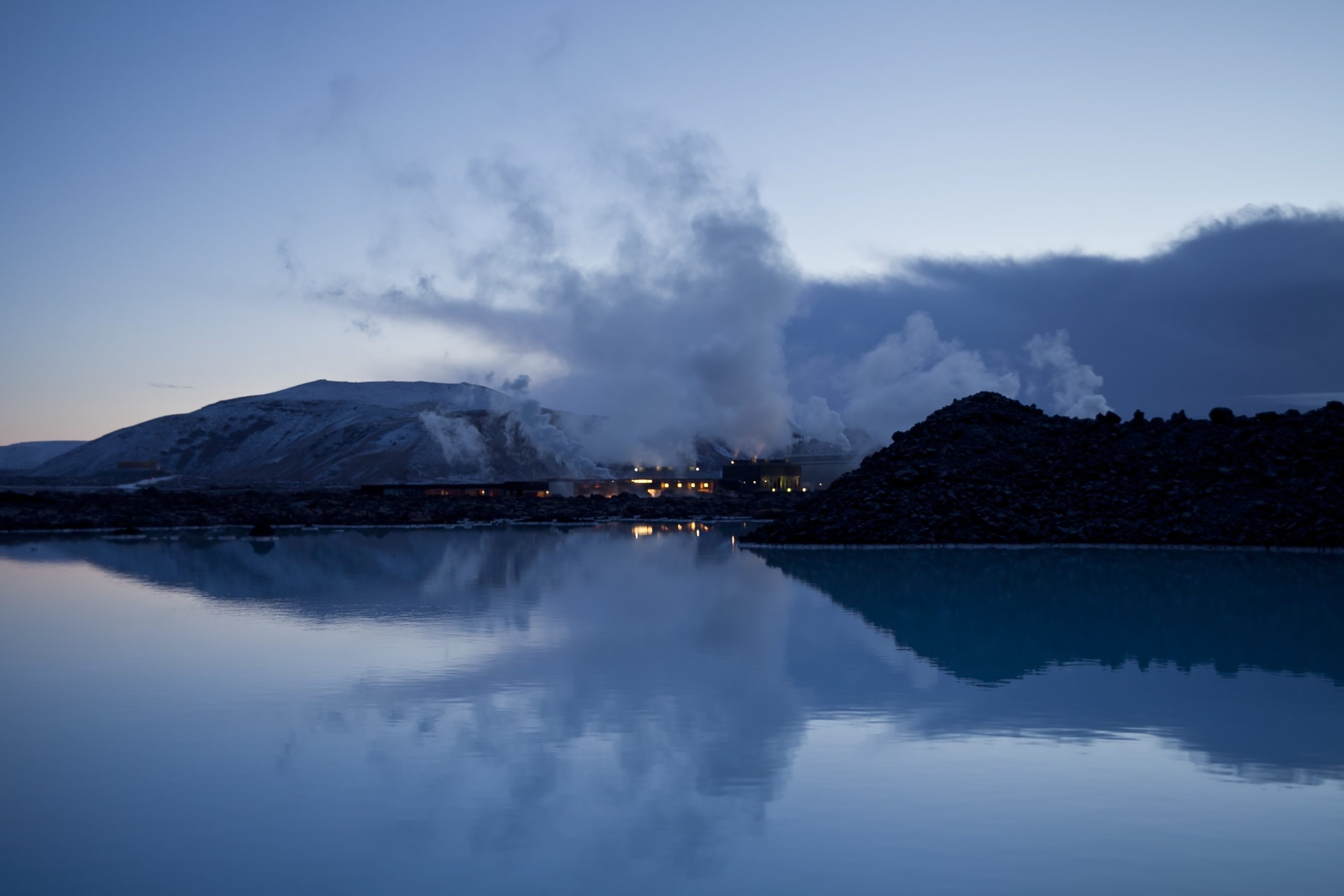 Blue Lagoon hot spring resort with milky blue geothermal water in Iceland