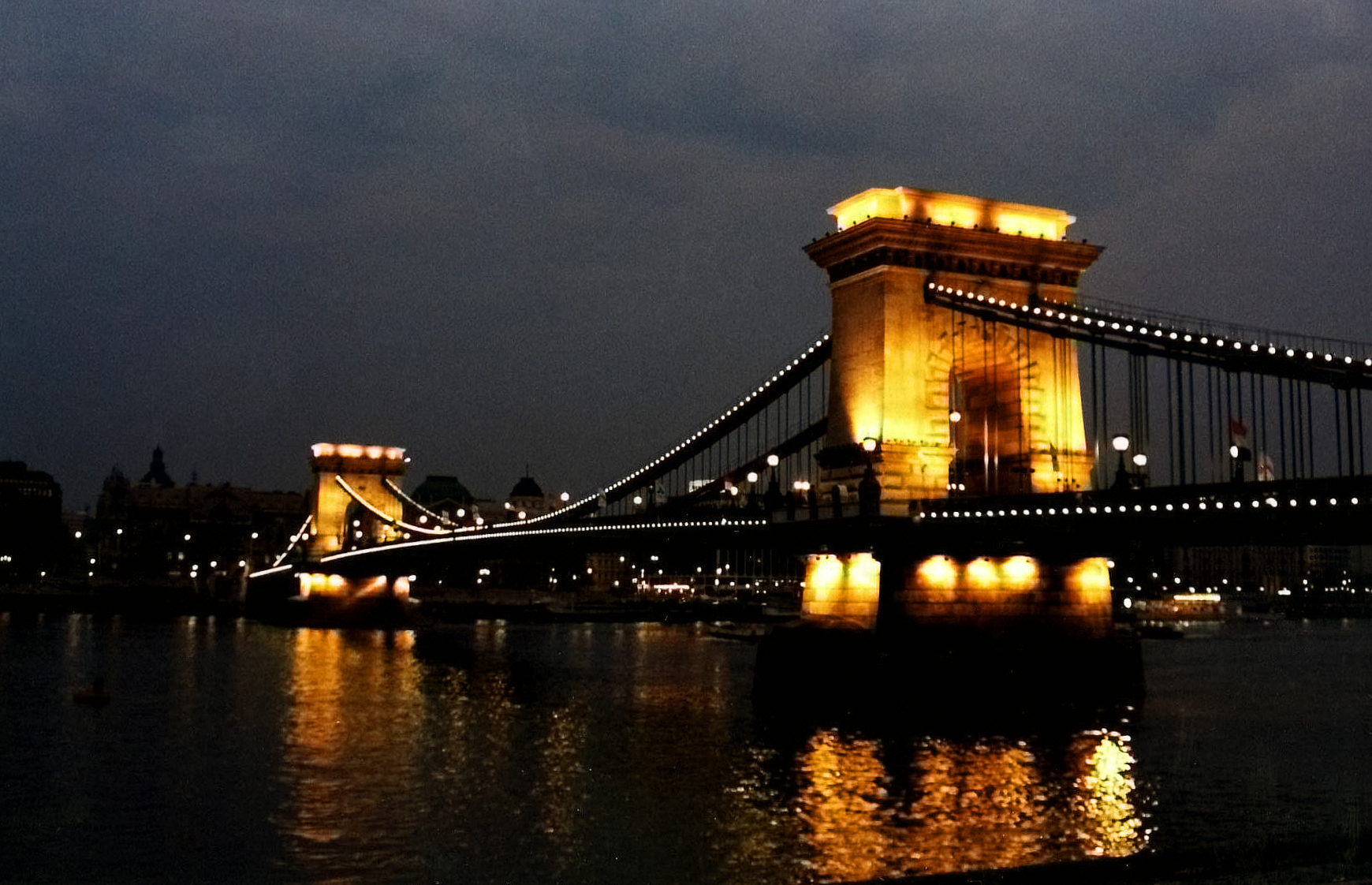 Chain Bridge crossing the Danube River in Budapest