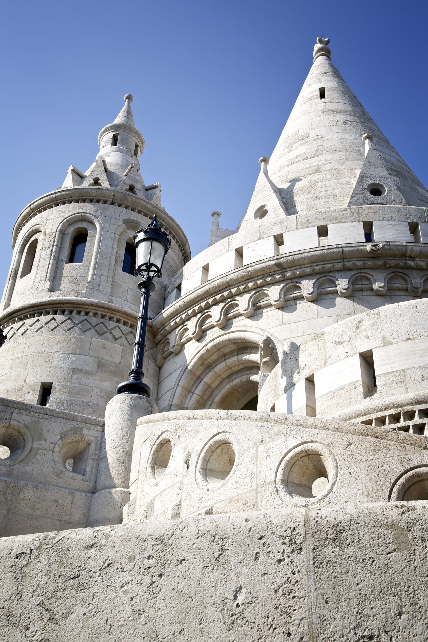 Fisherman's Bastion terraces overlooking Budapest from Castle Hill