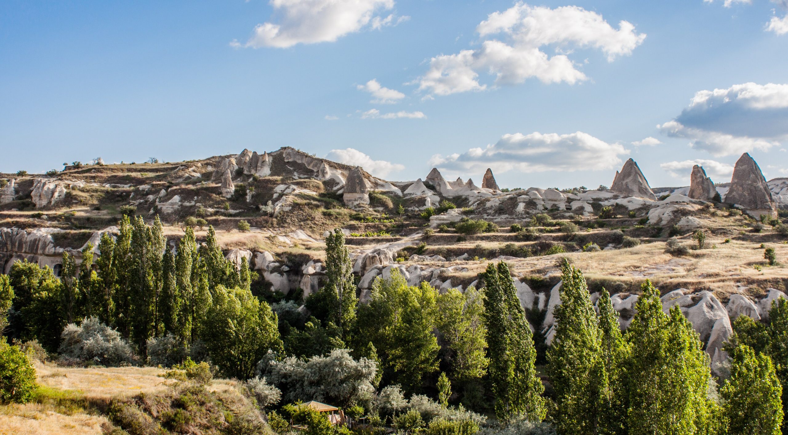 Landscape view of the Cappadocia valley near Goreme