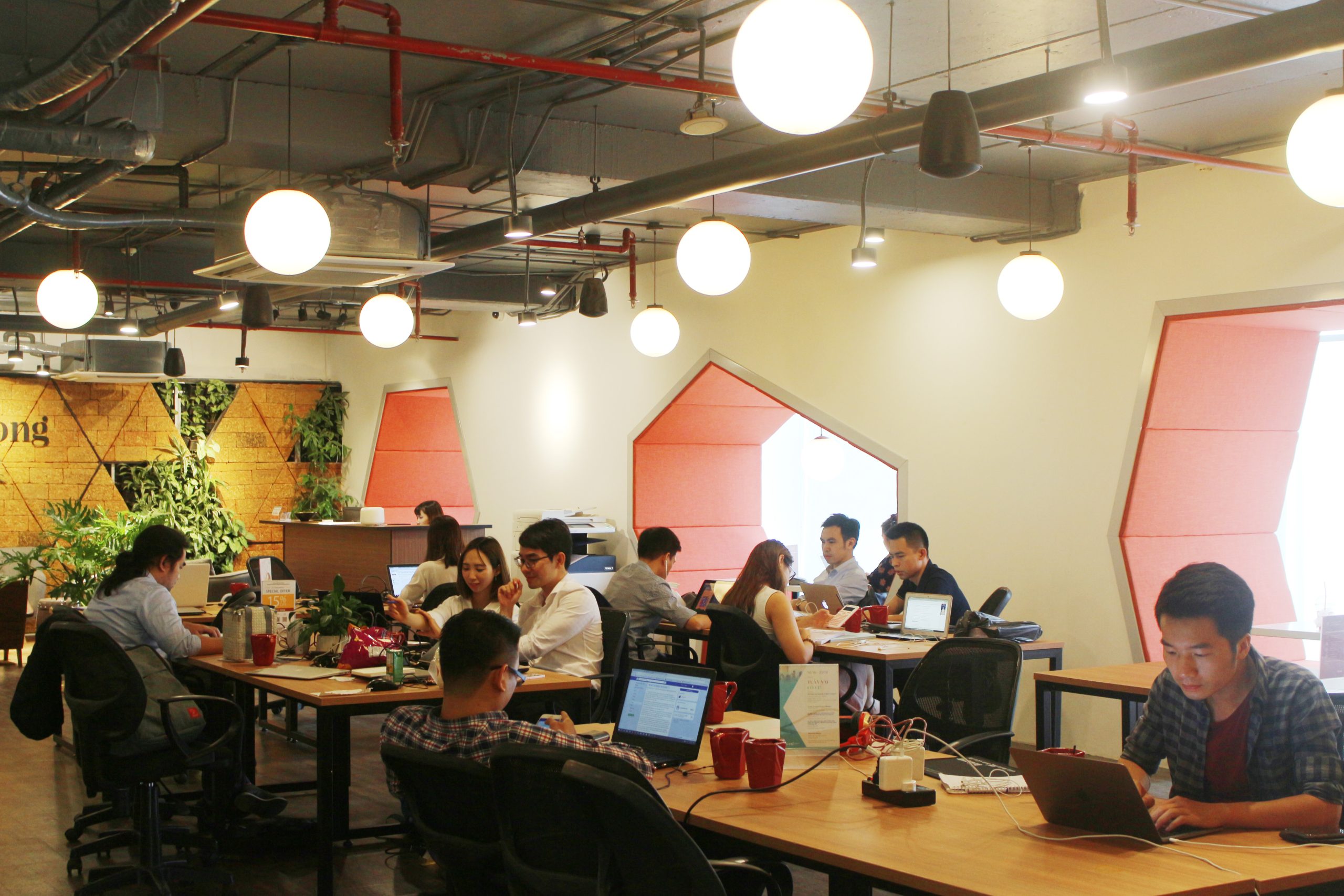 A Hanoi coworking space of the kind now built into digital nomad hotels across Southeast Asia