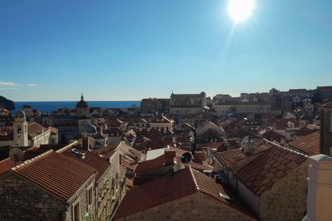 Dubrovnik travel guide view of the walled Old City from the medieval city walls