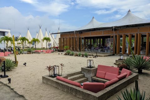 Luxury glamping resorts safari-style tents set among trees