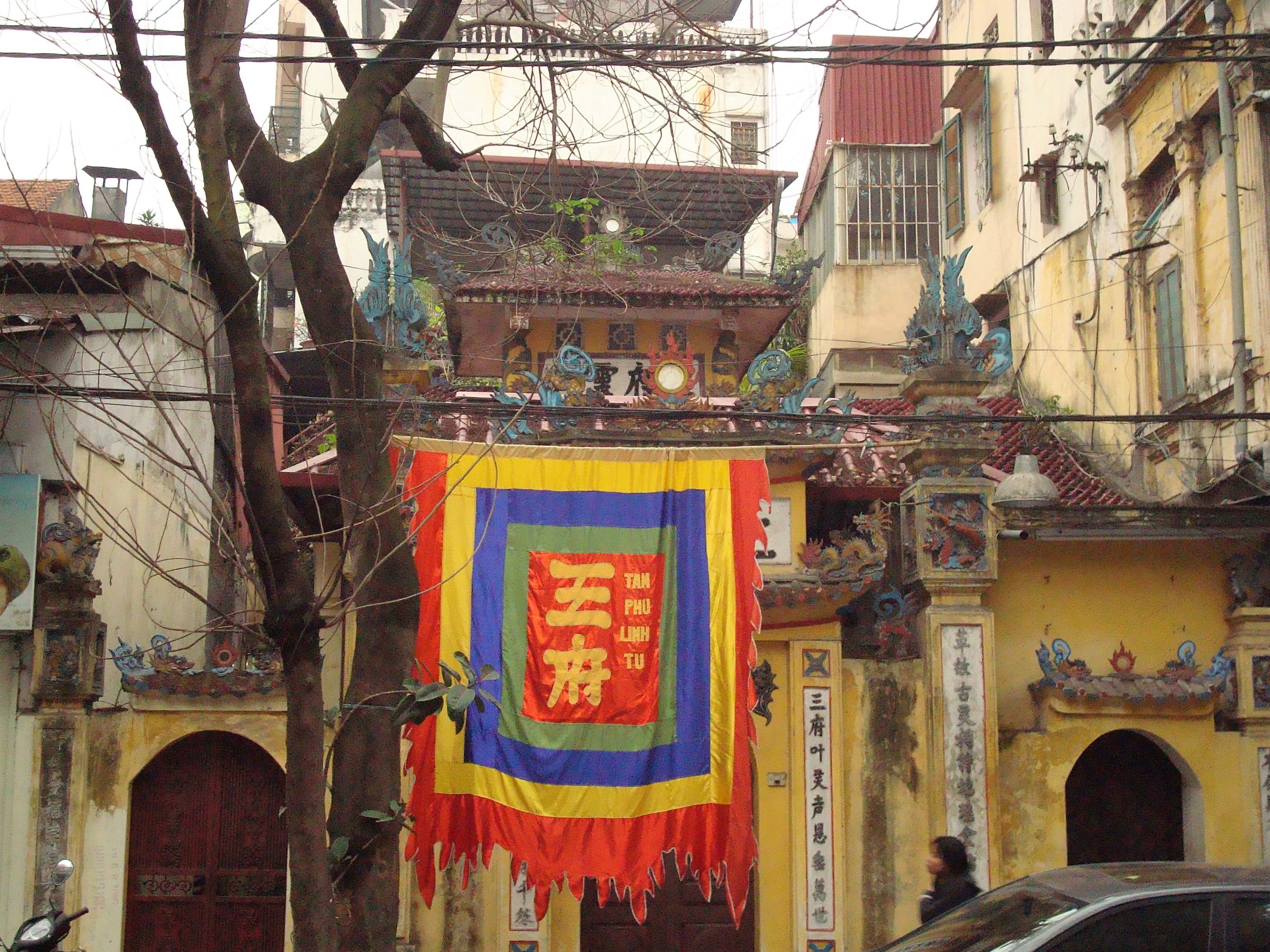 Small temple tucked among the shophouses of Hanoi's Old Quarter