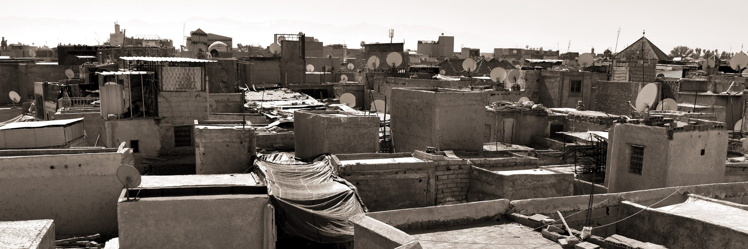 View across the rooftops and terraces of the Marrakech medina