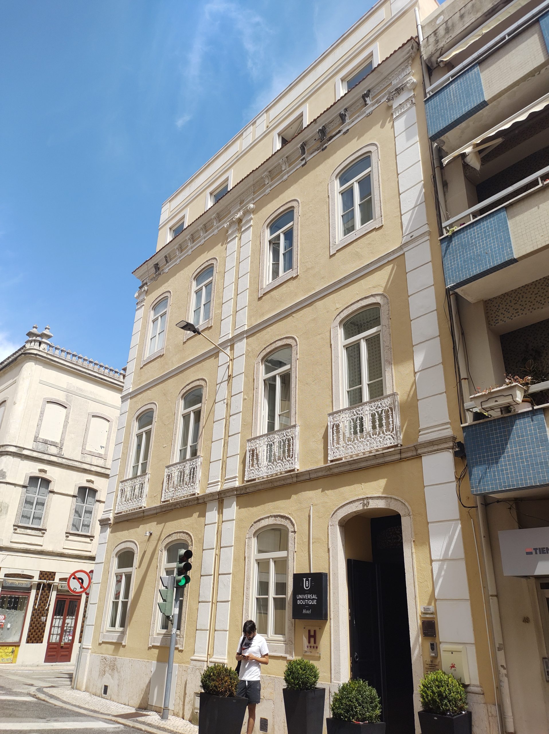 Exterior of a Portuguese boutique hotel similar in style to Lisbon's design-led properties
