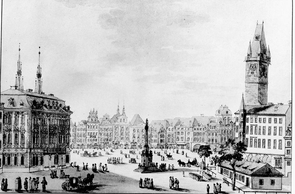 Old Town Square in Prague with the Týn Church towers