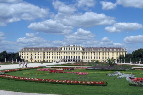 Schönbrunn Palace facade and gardens, a top stop on any Vienna travel guide