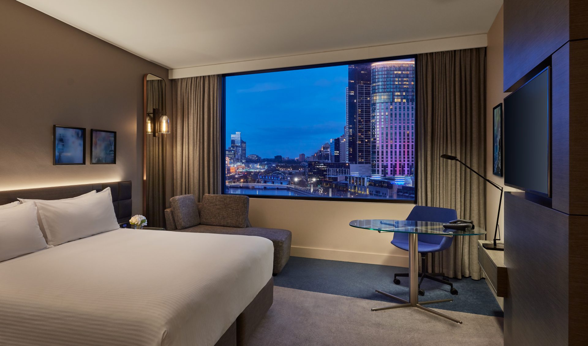 A modern hotel interior representative of wellness-focused sleep tourism stays