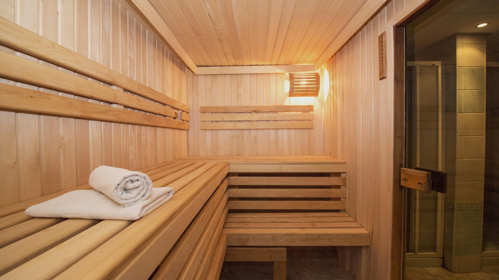 Hotel pool and sauna built for the wellness staycation trend