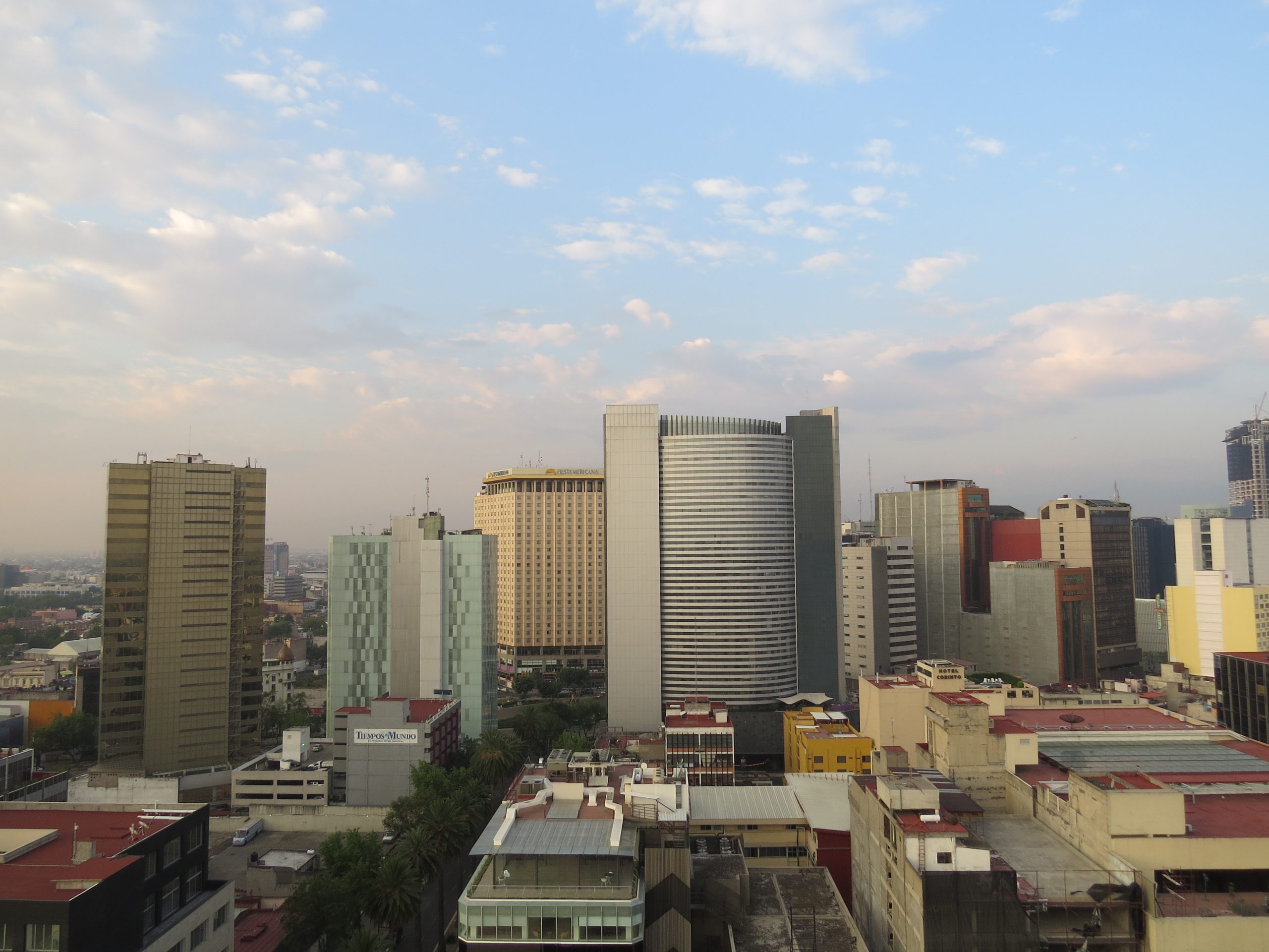 Paseo de la Reforma skyline in Mexico City near the best neighborhoods for where to eat